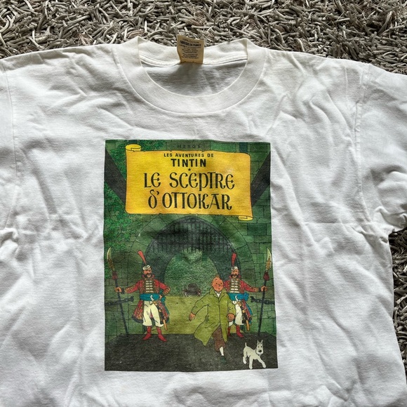 Tintin T-shirt Vintage "Le Sceptre S'ottokar" Sz Large Made in France - Picture 4 of 9